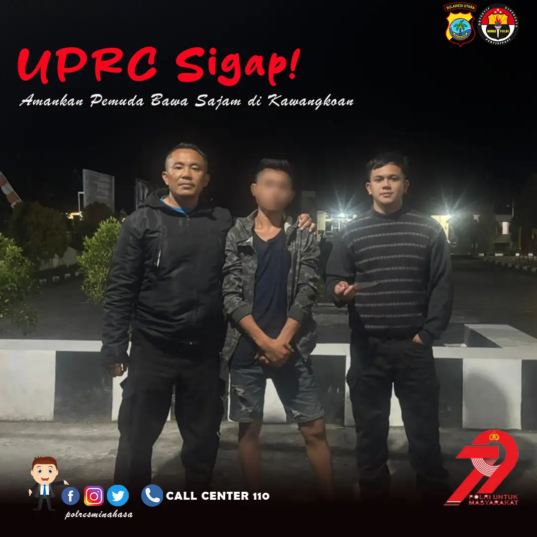 Dini Hari, UPRC Polres Minahasa Amankan Pemuda Bawa Sajam di Kawangkoan